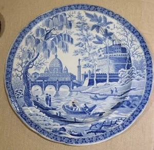 Original Antique Georgian Spode Blue & White Transfer “Rome / Tiber” Plate C1811 - Picture 1 of 18