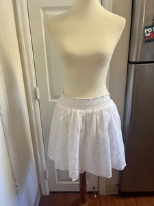 New White Cotton On Eyelet Layer Mini Skirt Elastic Waist Band Size 10 (medium) - Picture 1 of 9