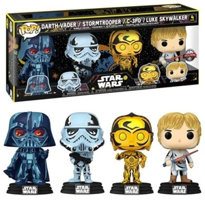 FUNKO POP Star Wars DARTH VADER STORMTROPPER C-3PO LUKE SKYWALKER 4 Pack Special - Bild 1 von 1