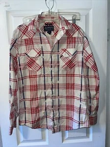 American Rag Men's White Blue Red Plaid Button Down Shirt Small - COTTON - Picture 1 of 3