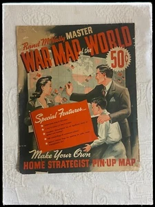 Rand McNally War Planning Map of World WWII Large Double Sided Folding - Picture 1 of 11