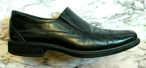 ECCO New Jersey Black Leather Loafer Shoes Bicycle Toe, Men's Size US 8/8.5 - Picture 1 of 7