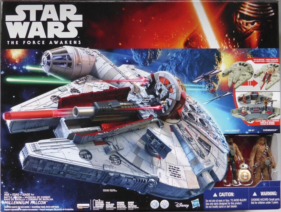 STAR WARS: FORCE AWAKENS - BATTLE ACTION MILLENNIUM  FALCON WITH FIGURES - NEW - Image 1 of 1