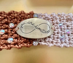 Hand Knits 2 Love Crochet Bracelet Eternity Quote “ You Are Limitless” Designer - Picture 1 of 9