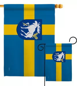 Bandiera da giardino Svezia Jämtland regalo decorativo regionale striscione da cortile - Foto 1 di 19