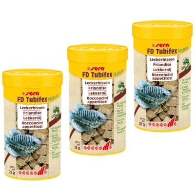 3 x 250 ml sera FD Tubifex Nature gefriergetrocknetes Fischfutter - Leckerbissen