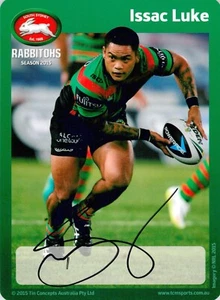 Signed 2015 SOUTH SYDNEY RABBITOHS NRL Card ISAAC LUKE 15 x 11cm - Bild 1 von 2