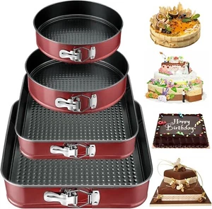 FAMKEEP Springform Kuchenform Set 4 Stück Kuchenformen,Abnehmbarer Flachboden,Au - Bild 1 von 7