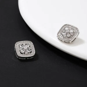 2 PCS Delicate Rhinestone Buttons Square Shape Button Sewing Accessories for DIY - Picture 1 of 9
