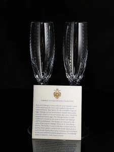 Faberge Bristol Clear Crystal Champagne Flutes NIB - Picture 1 of 14