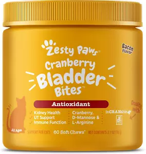 Zesty Paws Cranberry Urinary Tract Bites for Cats - Kidney & Urinary Tract Healt - Picture 1 of 12