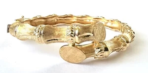 18k Yellow Gold Bamboo Hinged Bangle 6.75" Bracelet 39.0 grams Italy UNO-A-ERRE - Picture 1 of 13