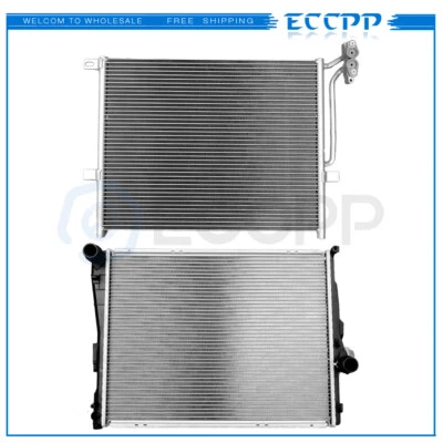 Aluminum Radiator & AC Condenser Cooling Kit For 2001-2005 BMW 320i 2.2L - Image 1 of 4