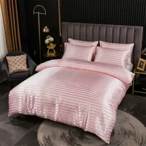 Nordic Stripes Emulation Seide Satin Bettwäsche Set King Size Full Twin Double - Bild 1 von 18