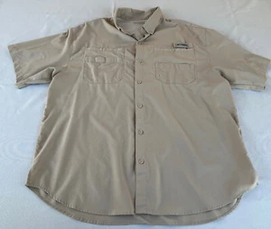 Columbia PFG Mens Shirt XL Beige Khaki Fishing Hiking Short Sleeve Button Vents - Picture 1 of 7