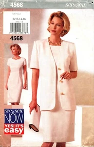 Butterrick See&Sew~4568~ Chaqueta y Vestido Misses ~ Tallas: 12-14-16 ~ Suelto - Imagen 1 de 4