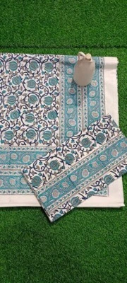 Jaipur Hand Printed Cotton Double King Size Bed Sheet Bedding 2 Pillow Cover - Image 1 of 2