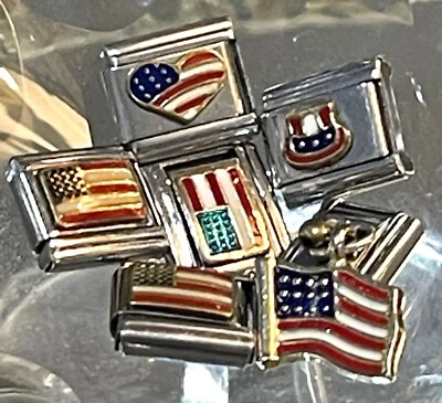 Lote de seis 6 brazaletes de bandera italiana patriótica americana Foto 1 de 2