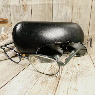 Candies Blue/Green Metal Oval Eyeglasses w/Case & Clip-On - C Plug In 44-19-128 - Image 1 of 4