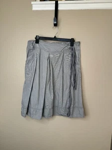 A.N.A. Women's Skirt gray black midi 14P pleated a-line skirt striped cotton - Picture 1 of 5