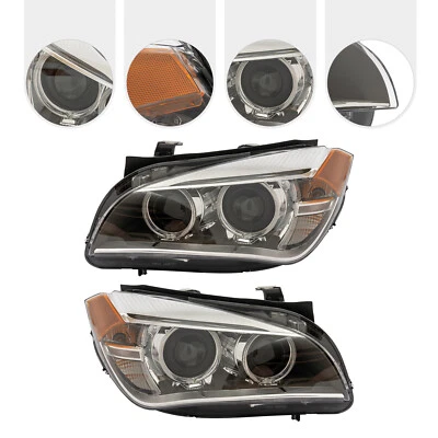 Left+Right Headlights Xenon/HID Headlights w/LED DRL NO AFS For 2013-2015 BMW X1 Foto 1 de 4