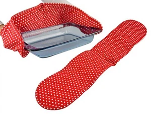 2-PACK Home-X Red Polk Dot Double Oven Mitt, 32”L Extra Long Potholder NEW - Picture 1 of 10