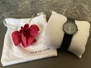 BRAND NEW WITHOUT TAGS WOMENS BERING BLACK 5ATM SAPPHIRE CRYSTAL WATCH - Picture 1 of 5