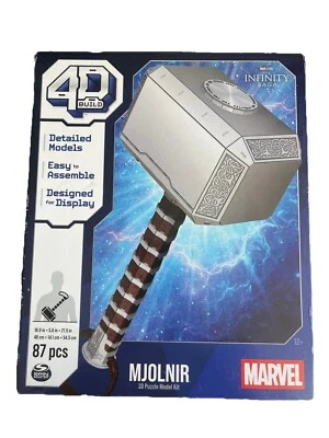 Marvel Mjolnir Thor Hammer 3D 拼图模型套件带支架 87 件 Thor Desk Déco — 第 1/2 张图片