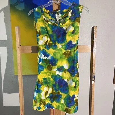 Vestido Hawaiano Vintage Años 50 Sin Mangas Estampado Floral Tiki Hut Luna de Miel Foto 1 de 4