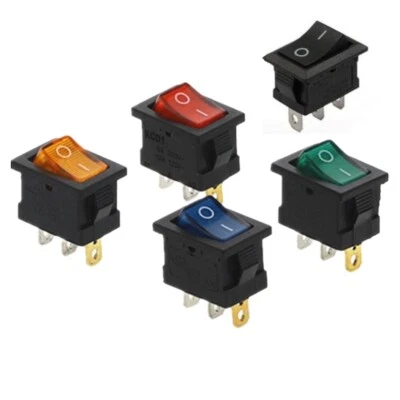 interruttore a bilanciere bipolare ON-OFF con spia led 250V 6A 15x21 mm  - Immagine 1 di 2