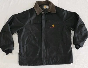 Giacca vintage Carhartt J02 BLK Arctic da uomo trapuntata foderata in velluto a coste con colletto taglia XL - Foto 1 di 13