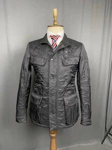 Barbour International Ariel Polarquilt Herren Schwarz Fleece Steppjacke Gr. M - Bild 1 von 12