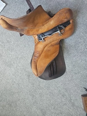 Rare WWII Polish Army Cavalry Leather Saddle – 10th Cavalry Brigade 1939 Poland  - Image 1 of 4