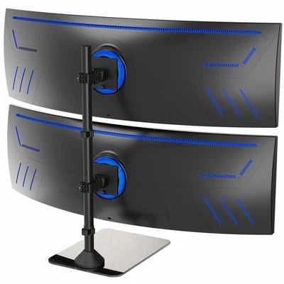 VIVO Dual Ultrawide Monitor Desk Stand with Glass Base, 2 Screens up to 49" - Image 1 of 4