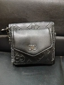 Juicy Couture Liquorice Good Times Mini Envelope Flap Wallet Keychain Logo Heart - Picture 1 of 11