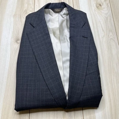 Paul Stuart Window Pane Checker Wool Cashmere Gray Men Size 46L - Image 1 of 4