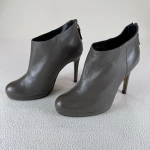 LK Bennett Ankle Zip Leather Boots Women’s Sz 36.5 Gray Stiletto Heel 4” USA 6.5 - Picture 1 of 12