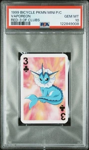 Vaporeon Pokemon Playing Card Poker Mini Bicycle Clubs 1999 Nintendo WOTC PSA 10 - Picture 1 of 3