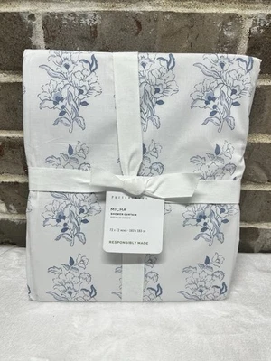 1 Pottery Barn MICHA Blue White Floral Cotton Shower Curtain 72" x 72" NEW - Image 1 of 4