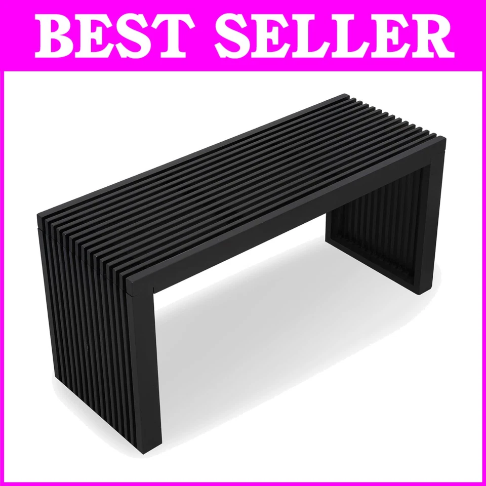 Elegante banco de bambú de 36" con patas estriadas - montaje rápido y capacidad de 500 libras Foto 1 de 4