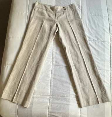 Женские широкие льняные брюки MICHAEL KORS размер 6 нейтральные классические опрятные карьерные - Изображение 1 из 4