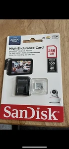 SanDisk High Endurance 256GB Micro SD 4KUHD MicroSDXC Card W/adapter Security - Picture 1 of 2