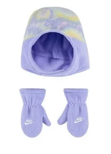 NEU Baby/Kleinkind Nike lila Kreide Batik Winter FLEECE TRAPPER MÜTZE & FÄUSTLINGE - Bild 1 von 6