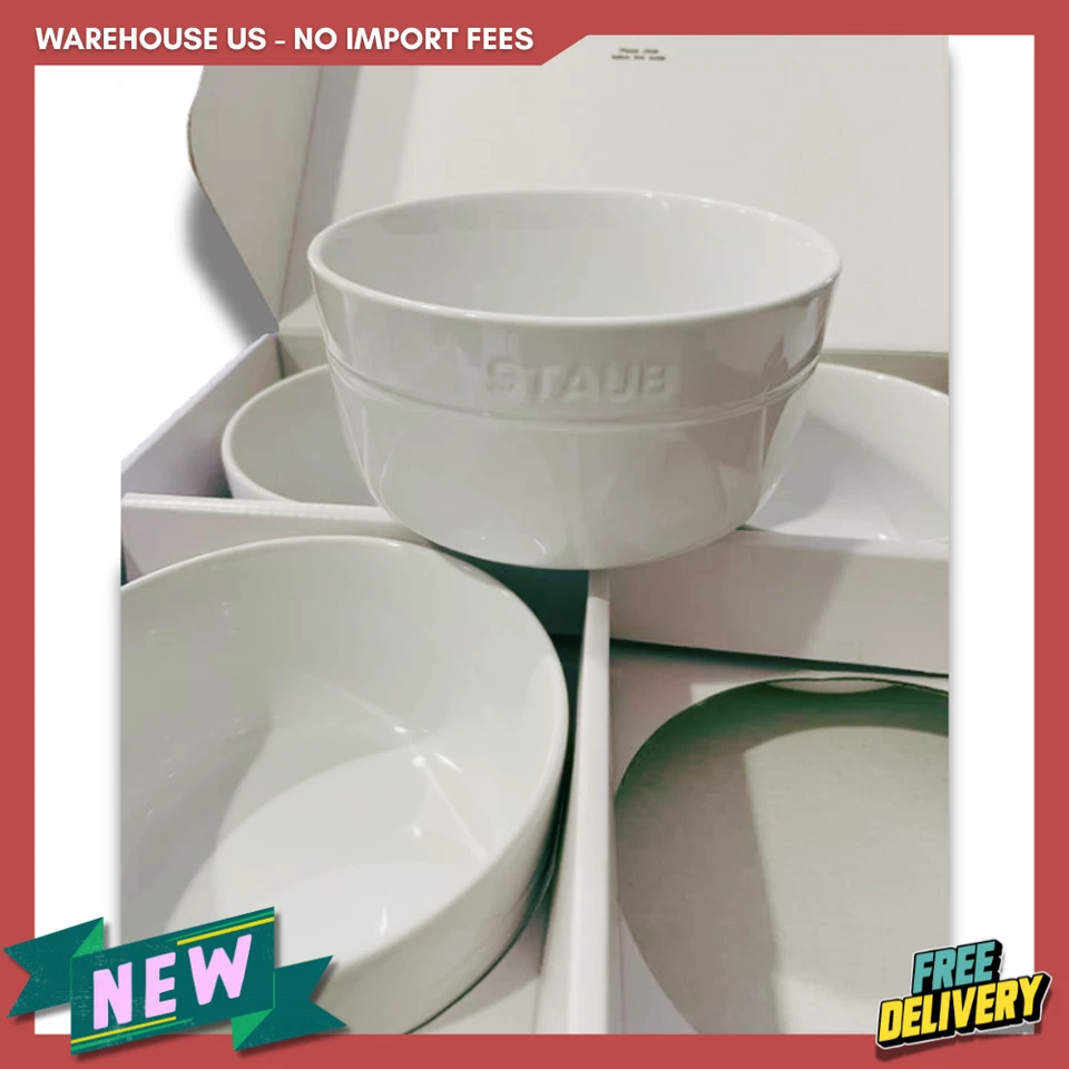 NEW STAUB DINNERWARE 4-pc Cereal Bowl Set, white, FREESHIP - Image 1 of 3