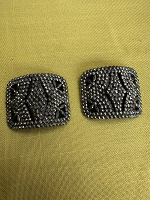ANTIQUE FRENCH VICTORIAN CUT STEEL SHOE BUCKLES CLIPS SET OF 2 EUC - Image 1 of 4