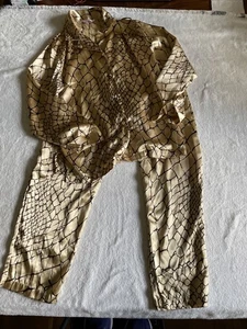 Victoria's Secret Pyjamahosen-Set goldfarben Crackle-Druck Langarm Größe Small - Bild 1 von 14