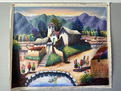 PeruvianTownmountains 油漆手工制作高品质 4 英尺 1 英寸 3 英尺 6 英寸 3 英尺 11 英寸 — 第 1/2 张图片