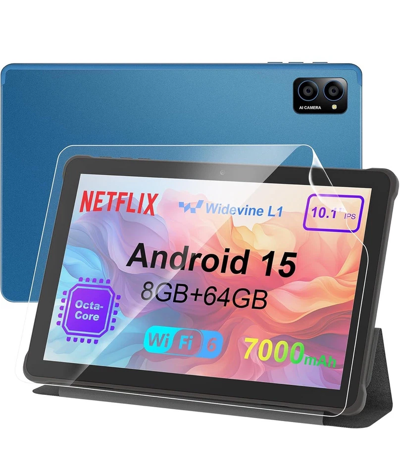 Tablet Android 15 de 10 pulgadas: Octa-Core, 8GB RAM 64GB, 7000mAh. Protección 2 años Foto 1 de 4