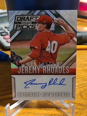 2014 Prizm Perennial Draft Picks Prospect Signatures Silver Prizm Jeremy Rhoades - Image 1 of 2