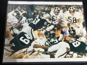 Foto de cortina de acero firmada por los Pittsburgh Steelers 16x20 Joe GREENE - BAJO/certificado de autenticidad - Imagen 1 de 4